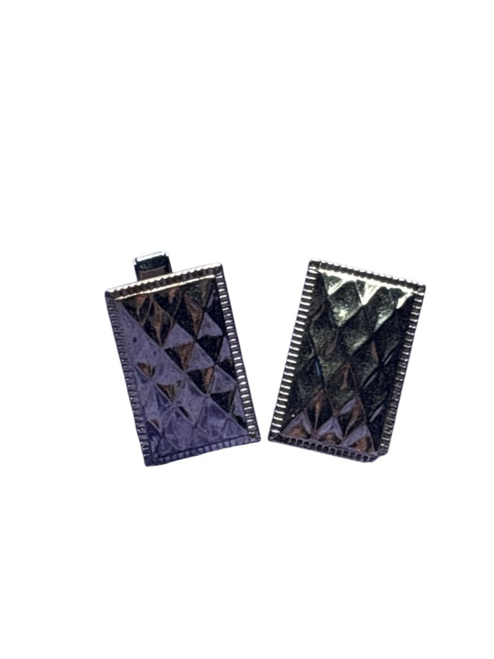 Vintage Silvertone Textured Rectangle Cufflinks 7/8 inch